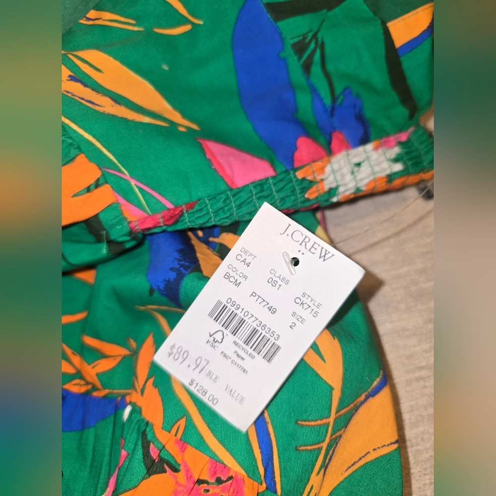 J.Crew Factory Printed tiered halter midi dress Bright Clover Multi Sold out 2 - Picture 5 of 9